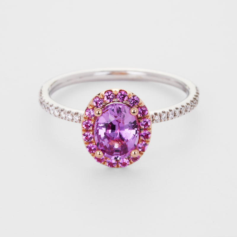 Dolce: Pink Unheated Sapphire Halo Ring
