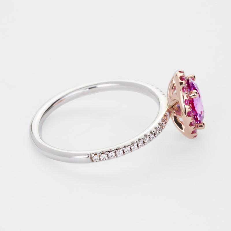 Dolce: Pink Unheated Sapphire Halo Ring